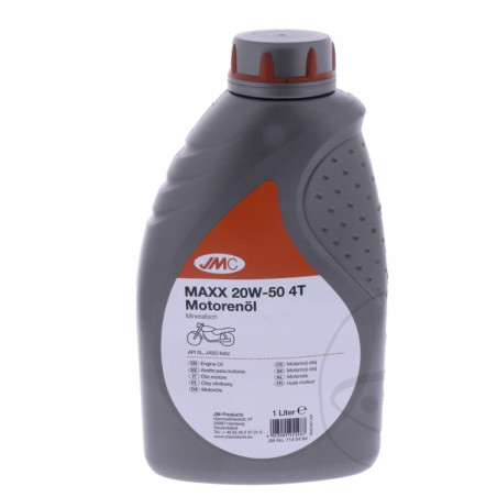 OLEJ SILNIKOWY JMC MAXX 20W50 4T 1L MINERALNY DO MOTOCYKLA