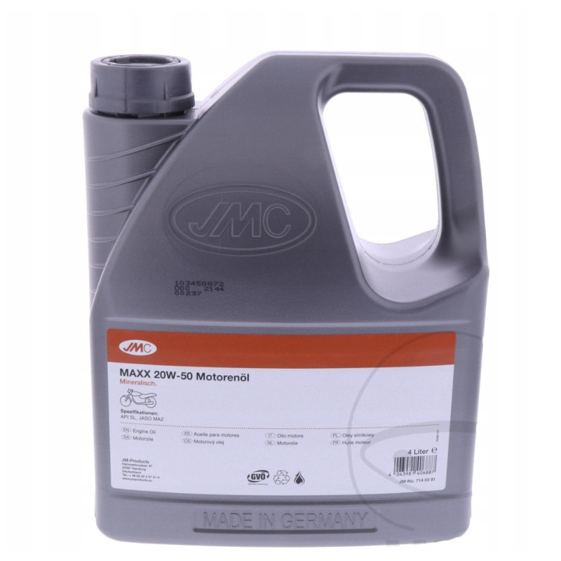OLEJ MOTOCYKLOWY JMC MAXX 20W50 4T 4L MINERALNY DO MOTOCYKLA
