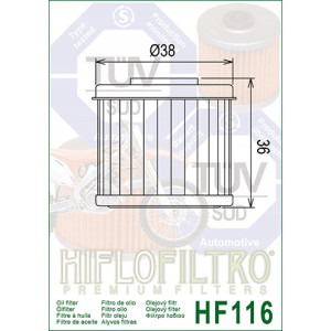 FILTR OLEJU HIFLOFILTRO HF116 DO MOTOCYKLA HMMOTO 250 290 300 450 490 500
