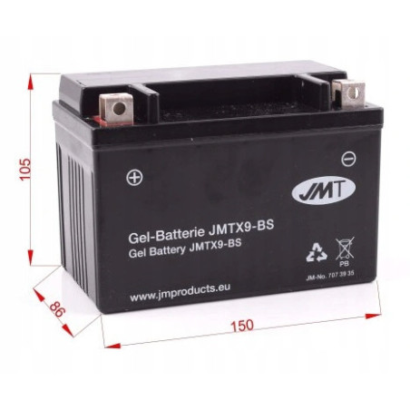 AKUMULATOR ŻELOWY JMT YTX9-BS NIEMIECKI GEL DERBI