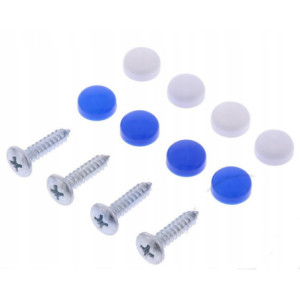 Wkręty montażowe do tablicy rejestracyjnej JMP (4 szt.) z zaślepkami