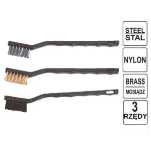 3 x SZCZOTKA DRUCIANA - NYLONOWA + STALOWA + MOSIĘŻNA KOMPLET 3SZT