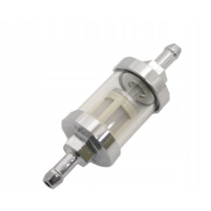 UNIWERSALNY FILTR PALIWA BENZYNY JMP 6,0MM SZKLANY/CHROM DO MOTOCYKLA